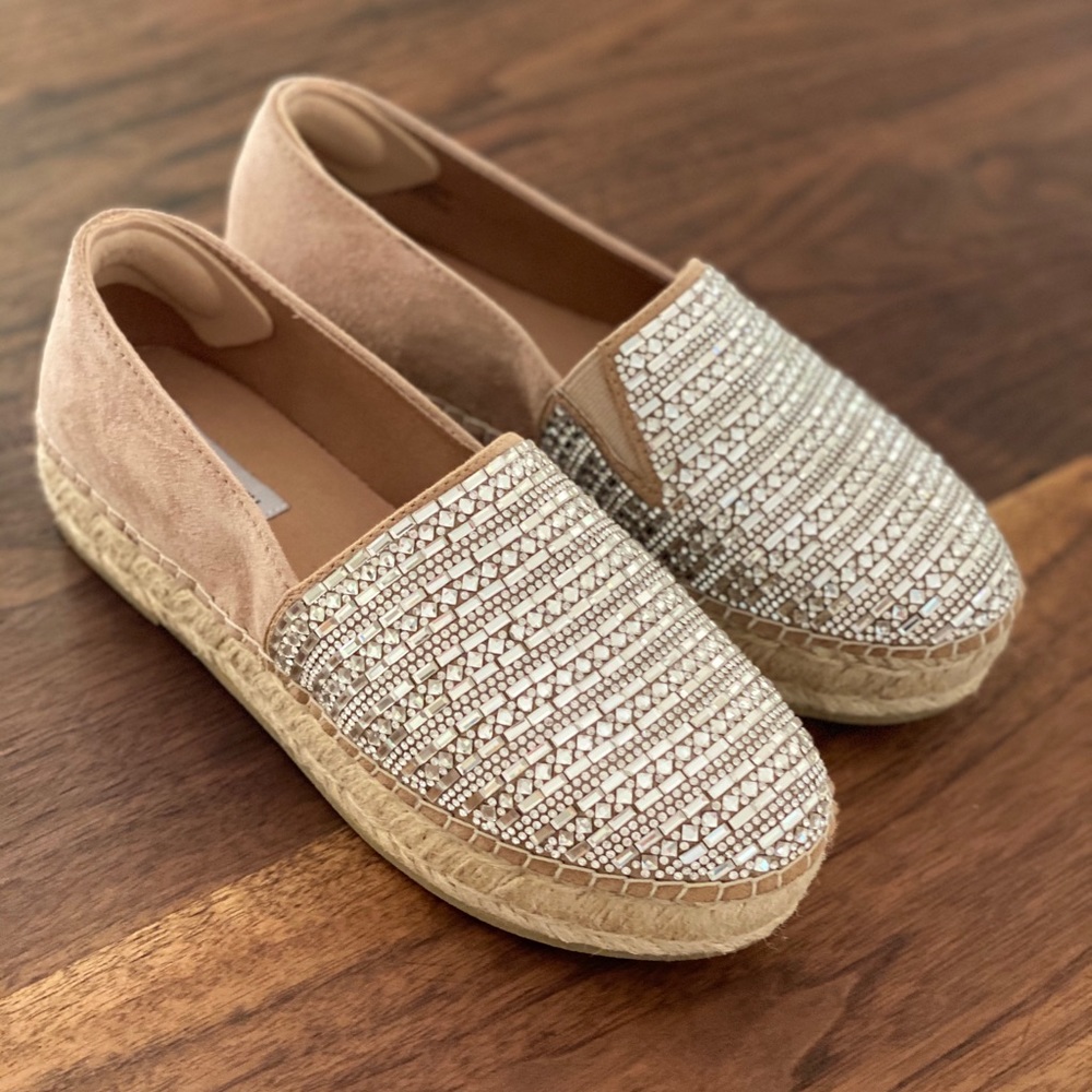 Steve Madden Blush Pink Espadrille Slip-On with Beaded Upper
